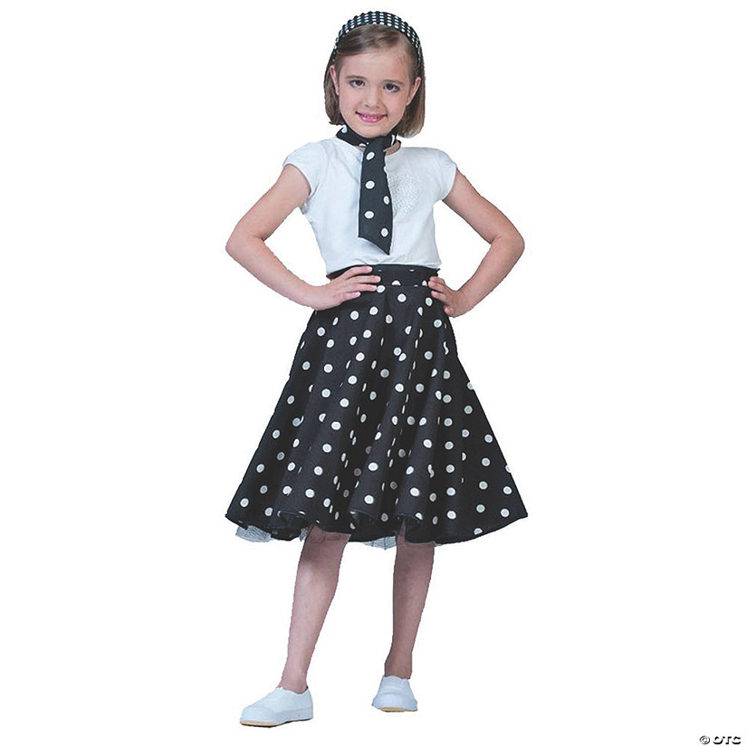 Girl's Black & White Sock Hop Costume Image