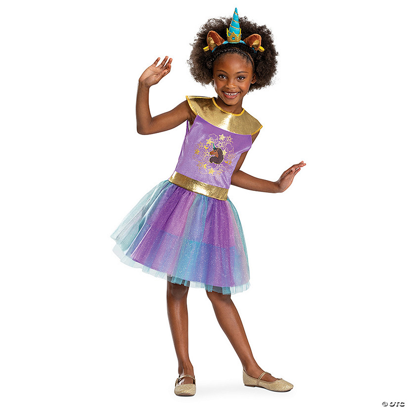 Girl's Deluxe Afro Unicorn<sup>&#174;</sup> Jumpsuit Costume Image