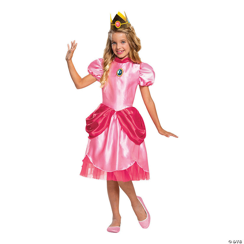 Girl's Deluxe Super Mario Bros.&#8482; Princess Peach Costume - Medium Image