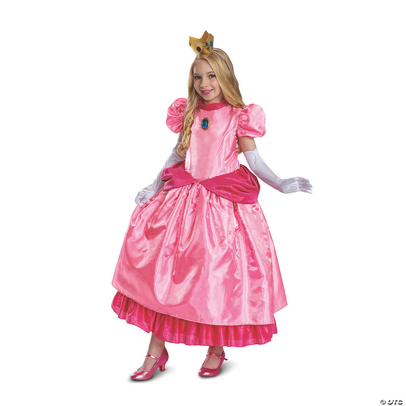 Girl's Elevated Super Mario Bros&#8482; Princess Peach Costume Image