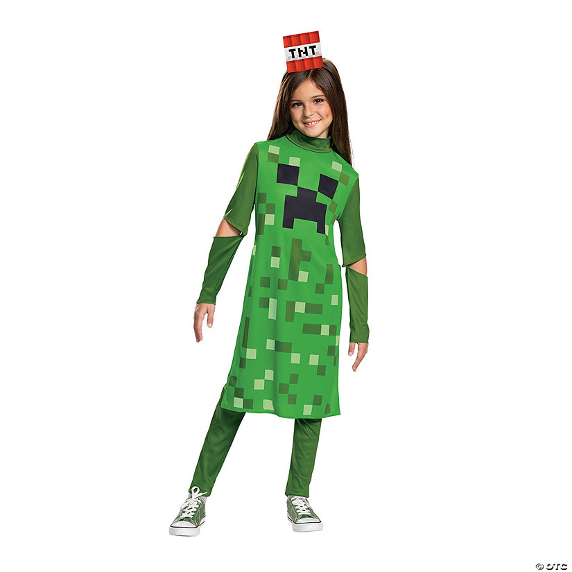 Girl's Minecraft Classic Creeper Dress Costume Image