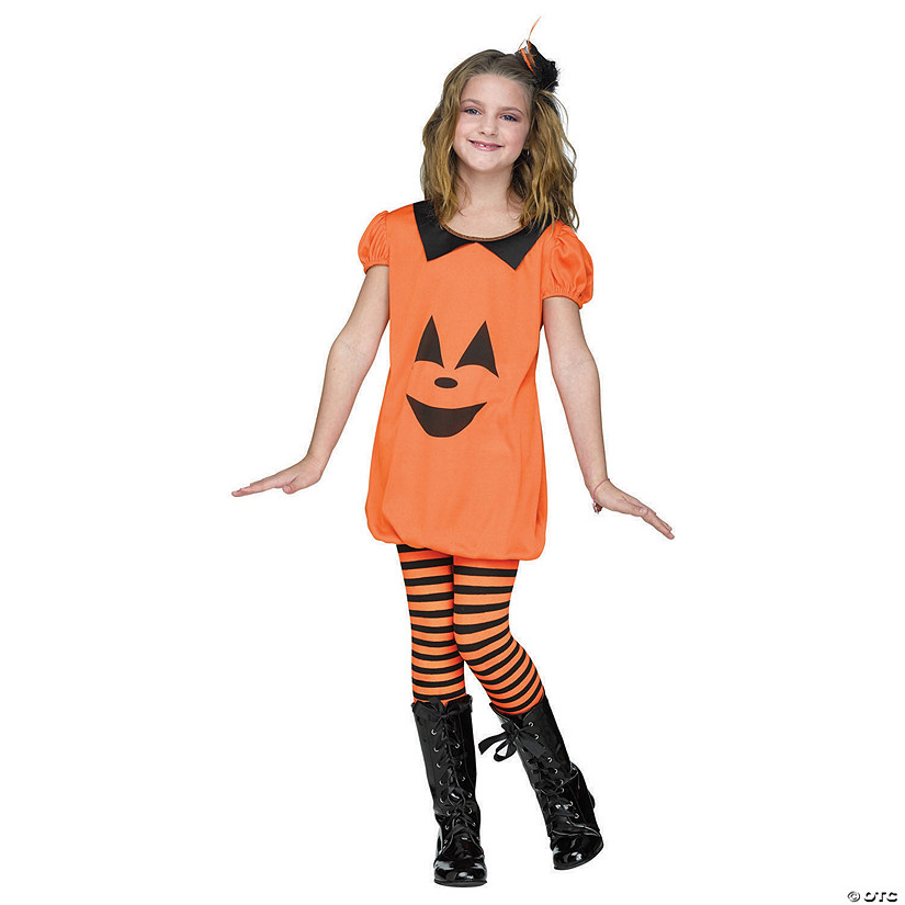 Girl's Pumpkin Romper Costume - Large Image