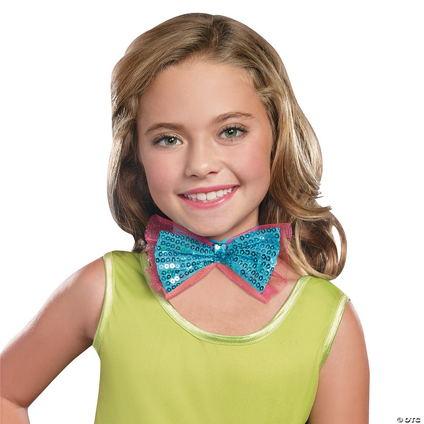 Girl's Turquoise Dance Craze Bow Tie Costume Accessory Image