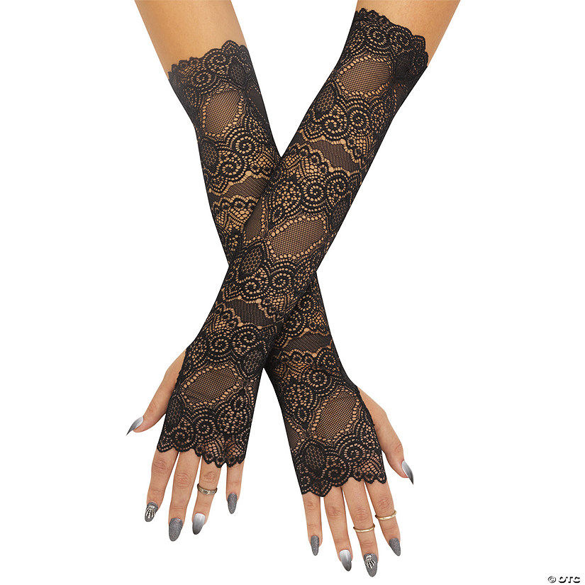 Gloves Fingerless Scalloped Lace Image