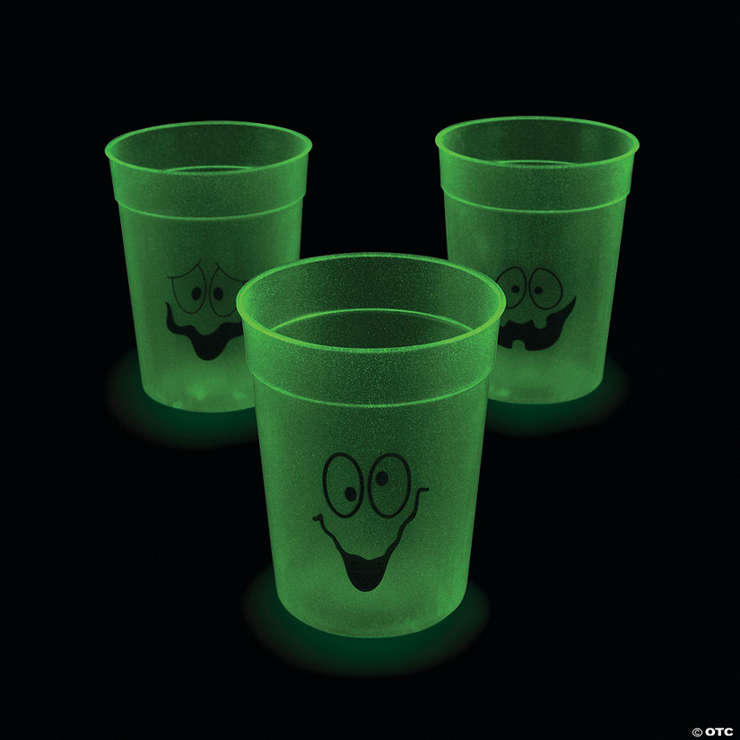 Glow-in-the-Dark Halloween Plastic Cups - 12 Ct. Image