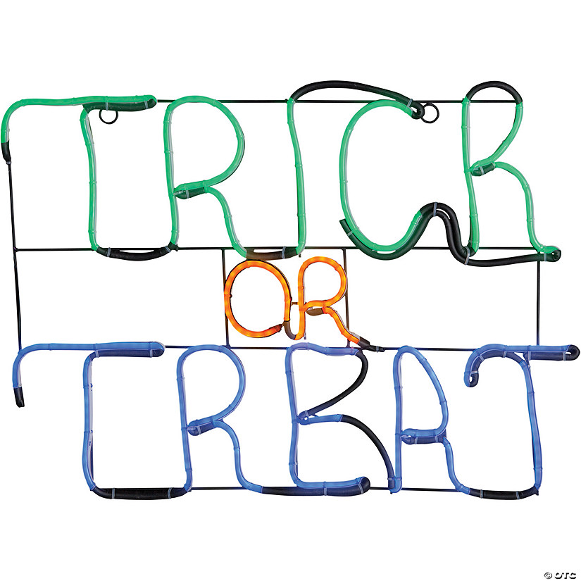 Glowing Neon LED Trick or Treat Sign Image