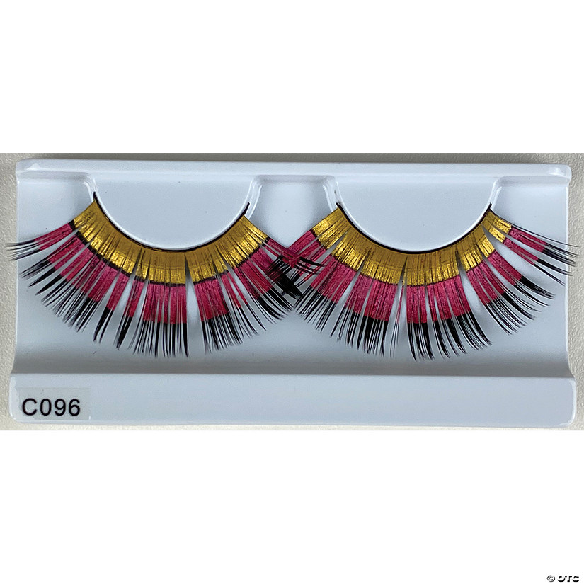 Gold Pink and Black Striped Eyelashes Image