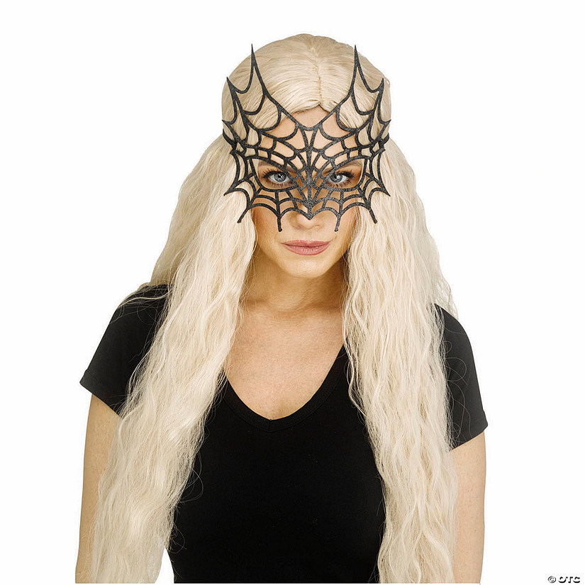 Gothic Black Sparkle Spider Web Eye Mask Image