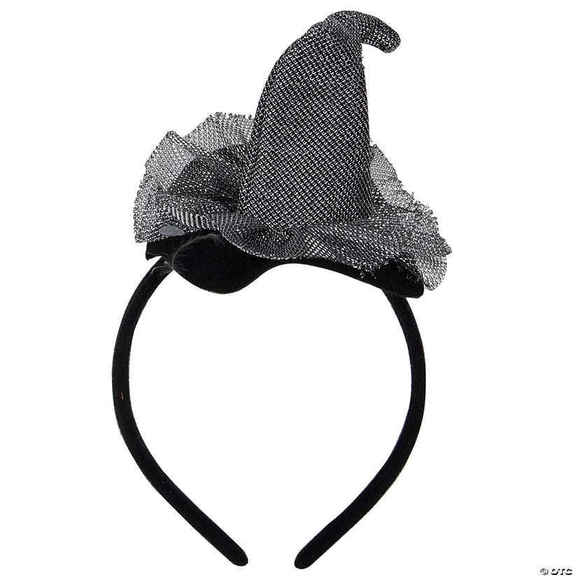 Gray Mesh Witch's Hat Halloween Headband Costume Accessory Image