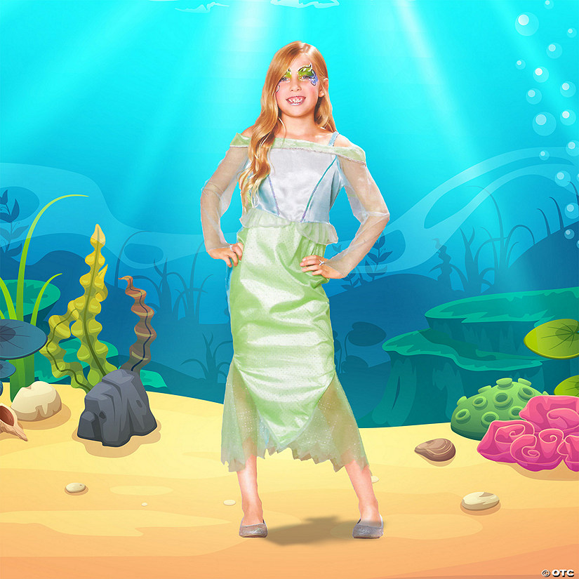 Green and Blue Mermaid Girl Child Halloween Costume - Medium Image