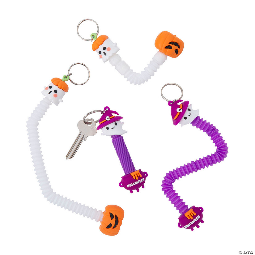 Halloween Expanding Tube Fidget Toy Keychains - 12 Pc. Image
