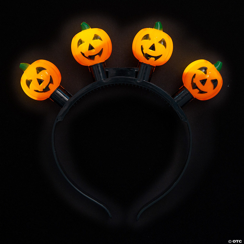 Halloween Jack-o&#8217;-Lantern Light-Up Head Boppers - 6 Pc. Image