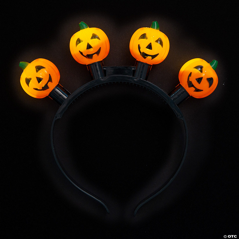 Halloween Jack-O&amp;#8217;-Lantern Light-Up Head Boppers - 6 Pc. Image