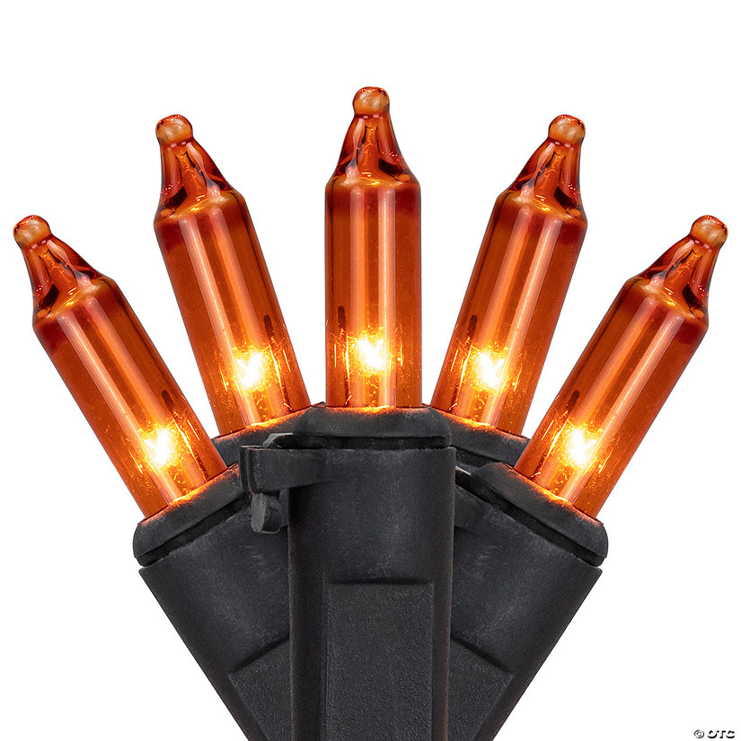 Halloween Mini Light Set - Orange -7' Black Wire - 35ct Image