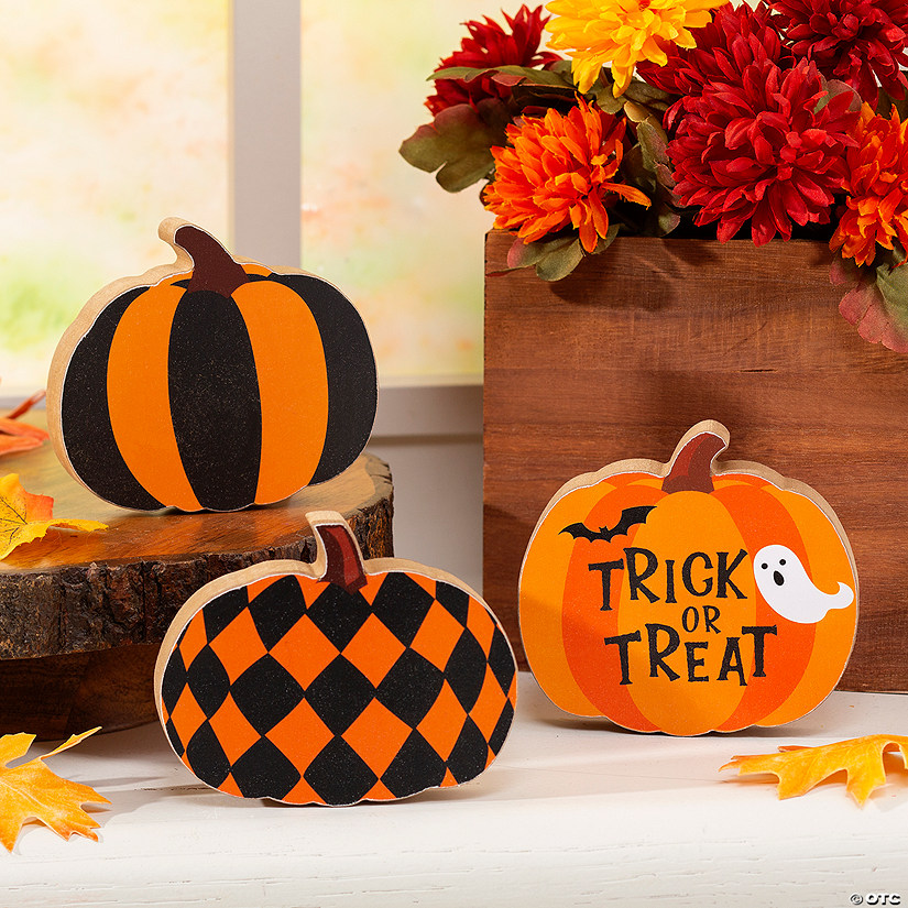Halloween Pumpkin Tabletop Blocks - 3 Pc. Image