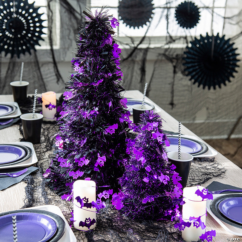 Halloween Purple Bats Trees &amp; Garland Set - 3 Pc. Image