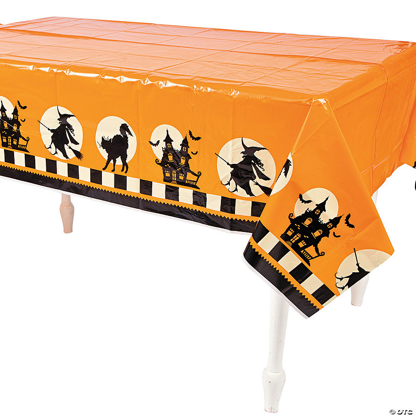 Halloween Silhouette Plastic Tablecloth Image