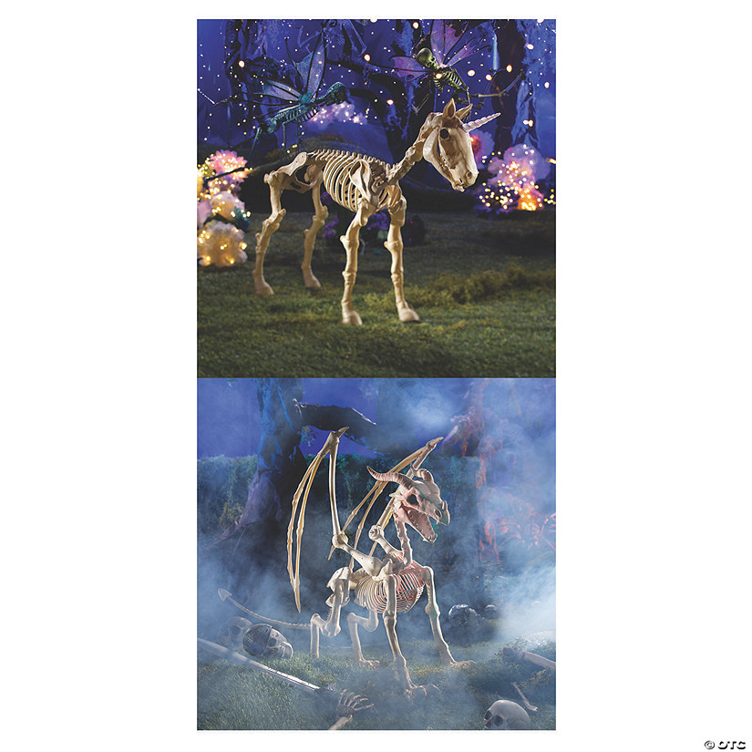 Halloween Unicorn & Dragon Skeleton Decorations Image