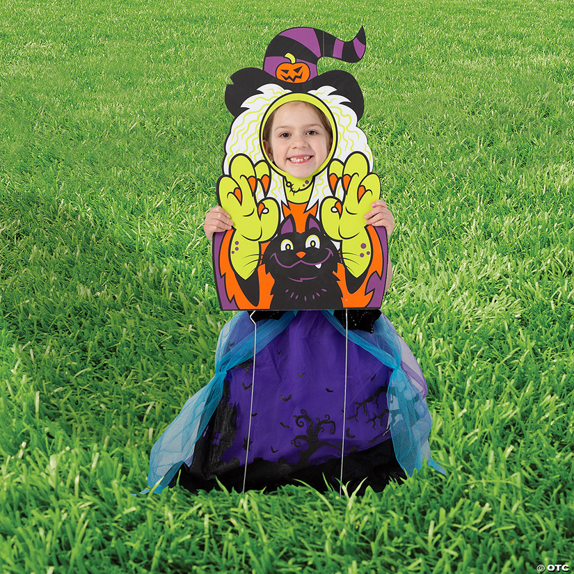 Halloween Witch &amp; Black Cat Face Yard Sign Image