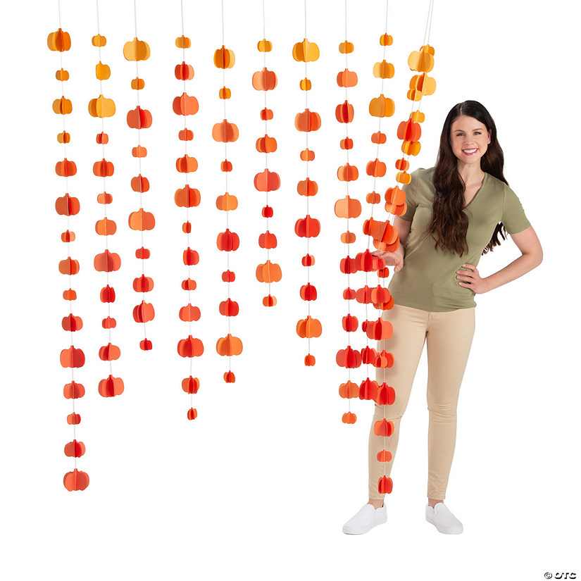 Hanging Pumpkins Curtain Backdrop Image