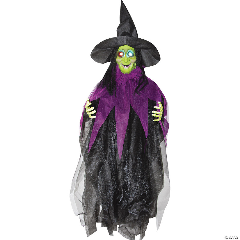 Hanging Witch with Glowing Eyes Decoration Image