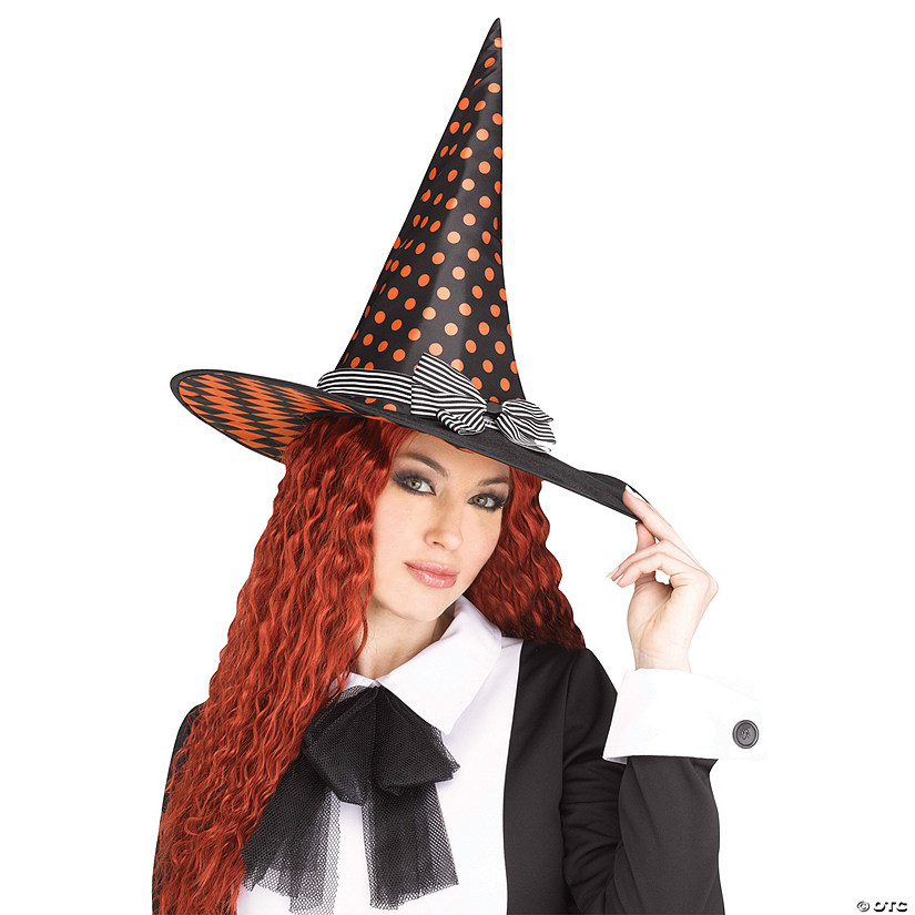 Hat Witch Vintage Black with Orange Image