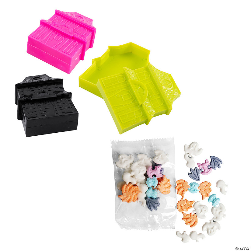 Haunted House Halloween Favor Containers with Candy Image