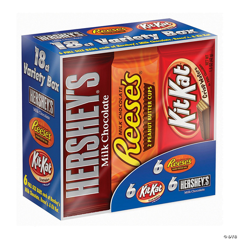 HERSHEY'S Full Size Chocolate Candy Bar Variety Pack (Hershey's, Reese's, Kit Kat) 18 Count Image