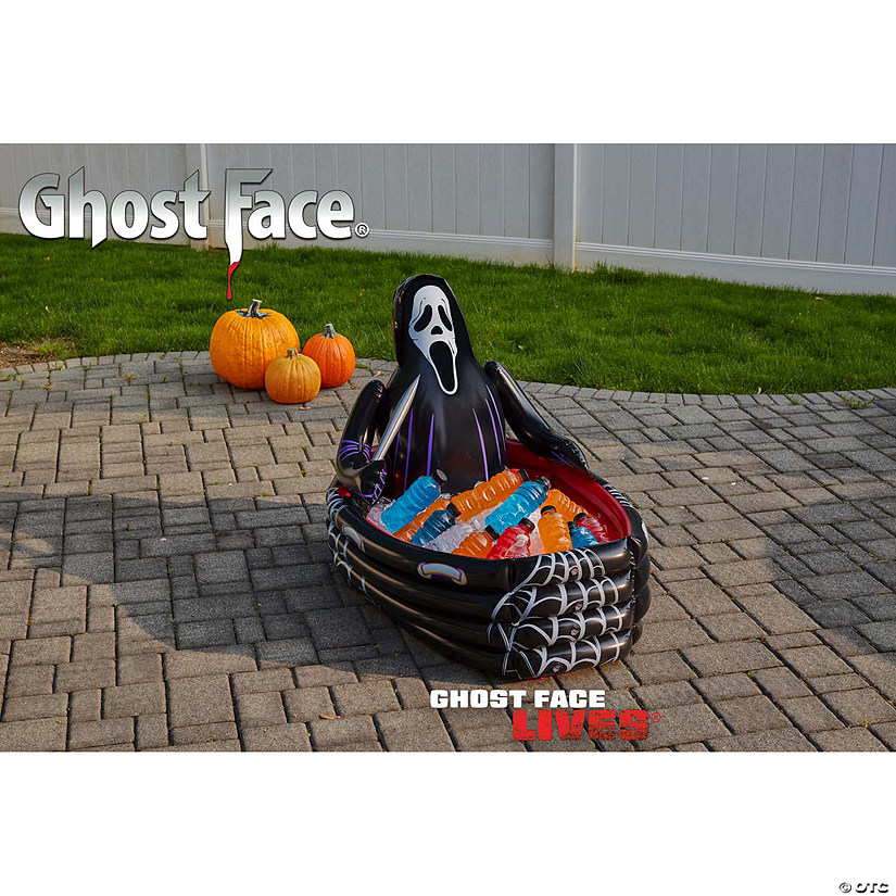 Inflatable Black &amp; White Ghost Face<sup>&amp;#174;</sup> Coffin Cooler Image