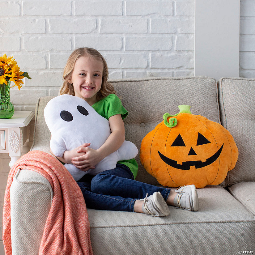 Jack-O&amp;#8217;-Lantern &amp; Ghost-Shaped Halloween Pillows - 2 Pc. Image