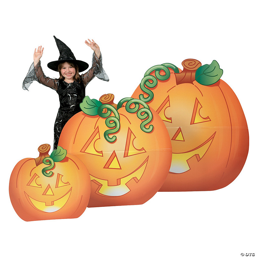 Jack-O-Lantern Cardboard Stand-Ups Halloween Decorations - 3 Pc. Image