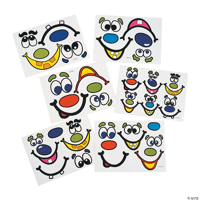 Jack-O&amp;#8217;-Lantern Face Stickers - 12 Pc. Image