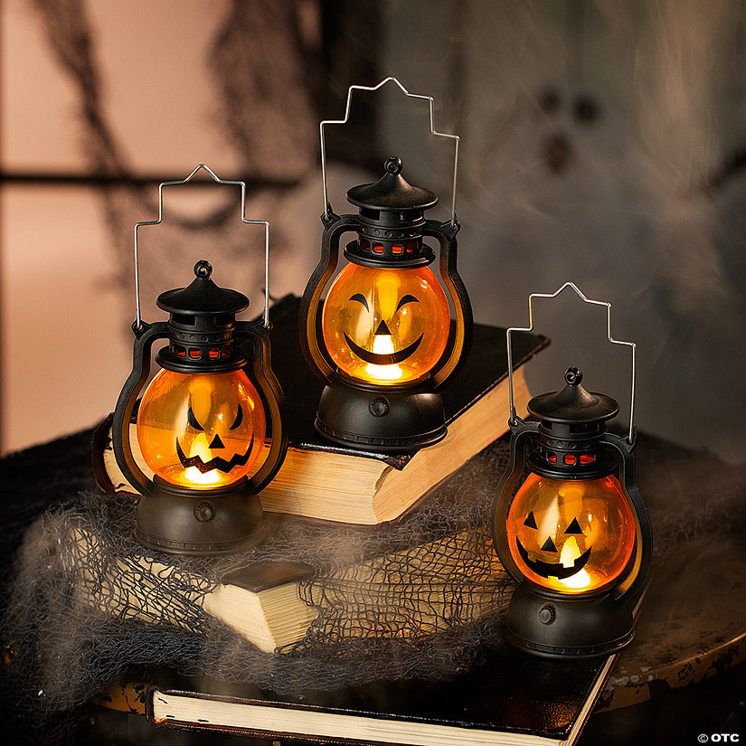 Jack-O&#8217;-Lantern Light-Up Mini Lantern Halloween Decorations Image