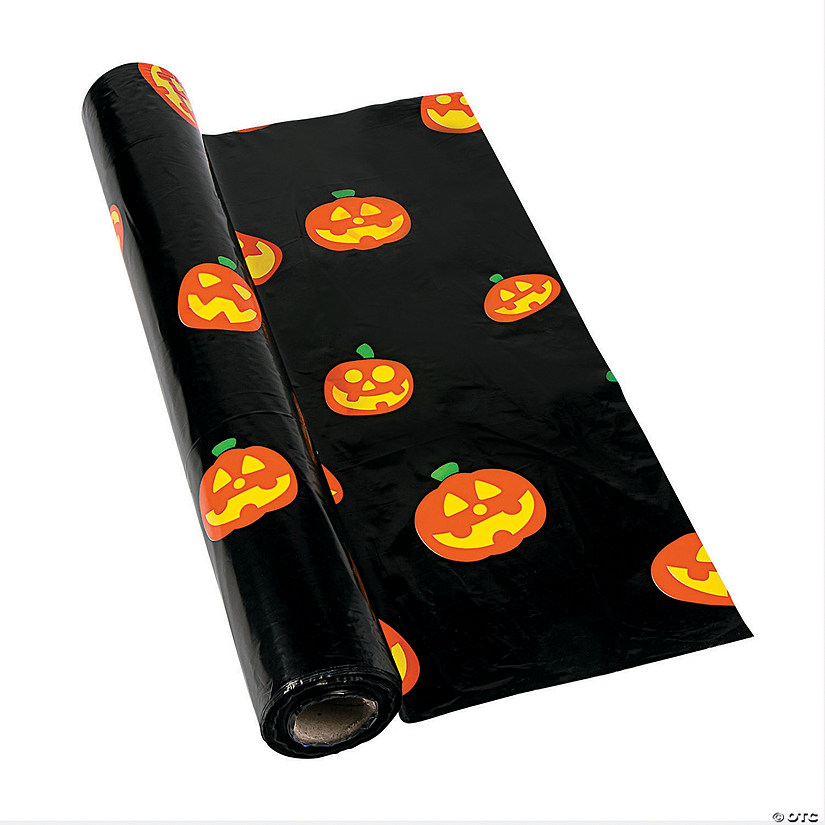 Jack-O&amp;#8217;-Lantern Plastic Tablecloth Roll Image
