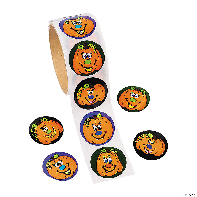 Jack-O&amp;#8217;-Lantern Sticker Roll - 100 Pc. Image