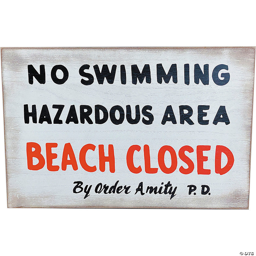 Jaws&#8482; No Swimming Wooden Sign Halloween Decoration Image