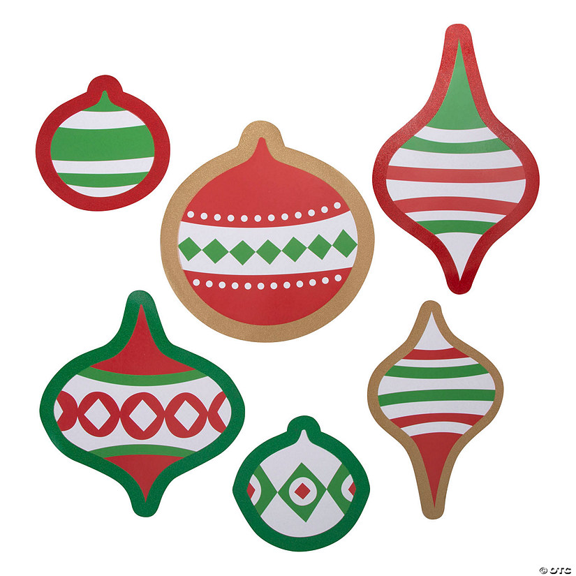Jumbo Glitter Christmas Ornament Cutouts - 6 Pc. Image