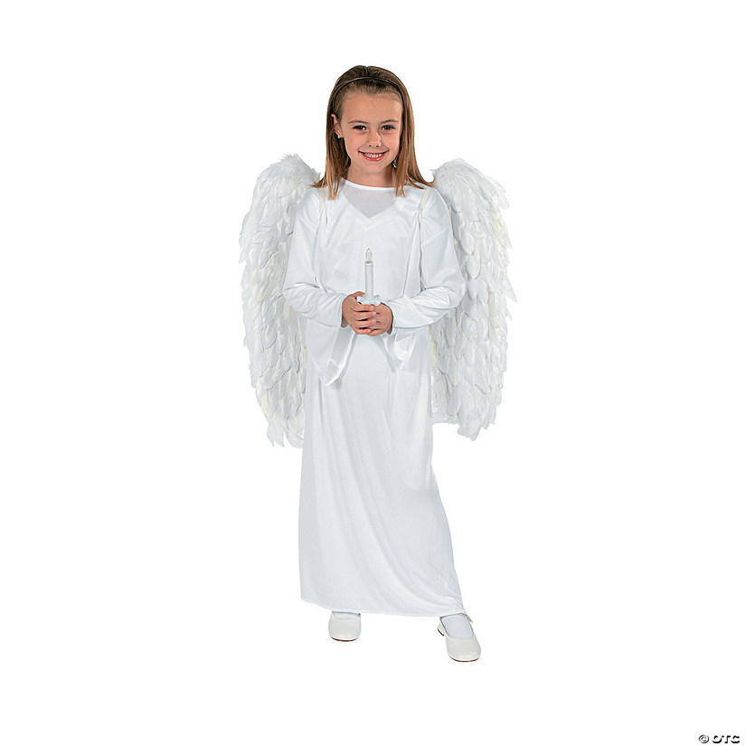Kid&amp;#8217;s Angel Costume with Wings &amp; Candle - Small/Medium Image