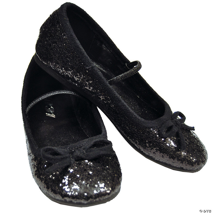 Kid&#8217;s Black Glitter Ballet Shoes - Size 2/3 Image