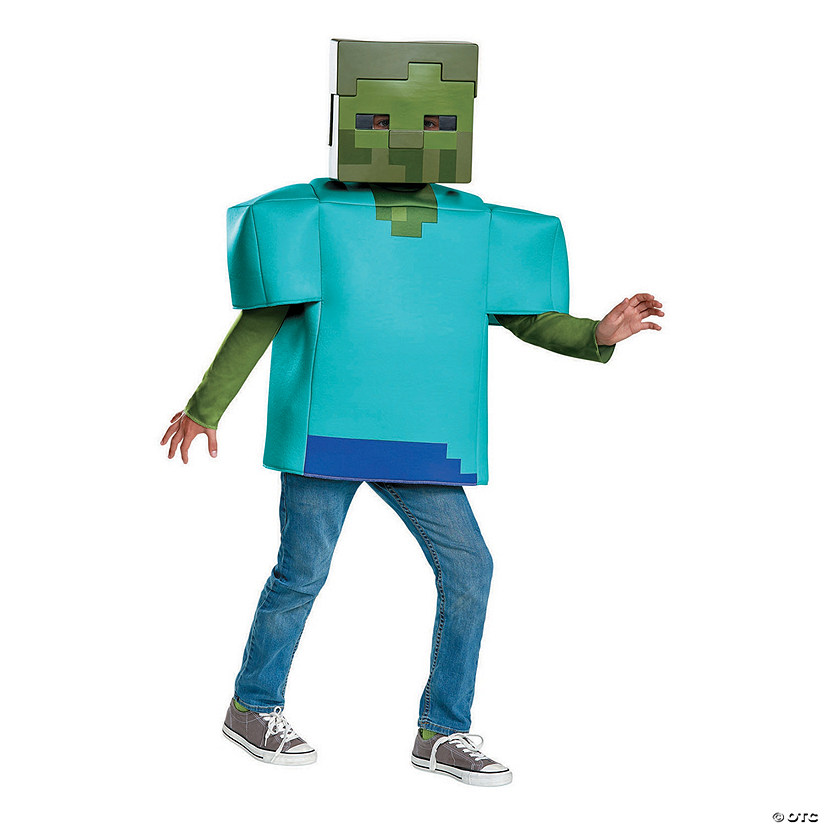 Kid&#8217;s Classic Minecraft Zombie Halloween Costume - Large Image