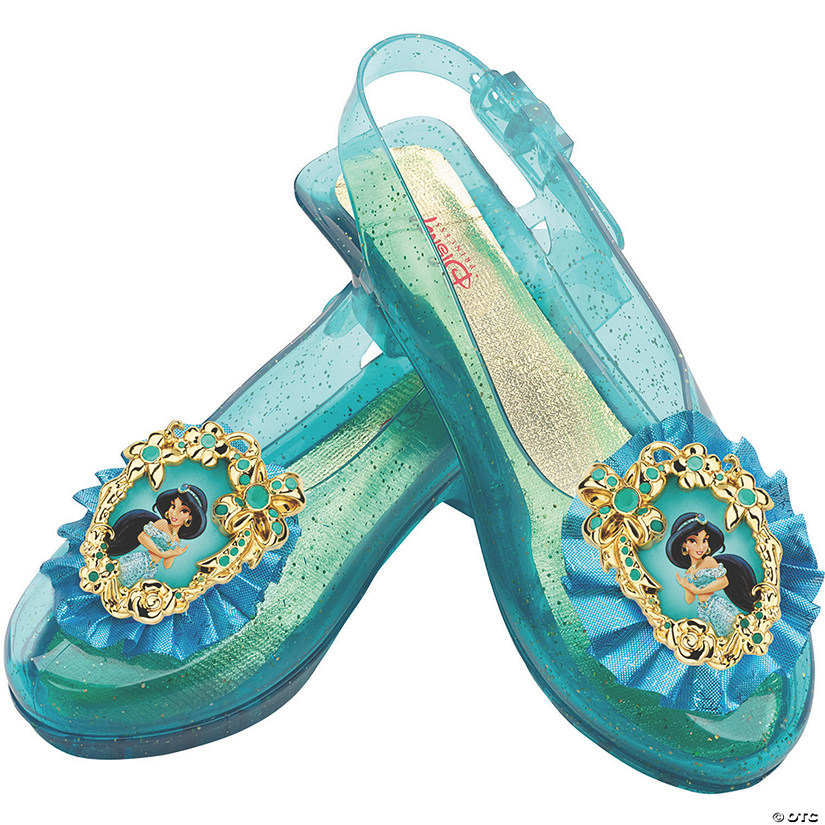 Kid&#8217;s Disney's Aladdin Jasmine Green Sparkle Jelly Shoes Image