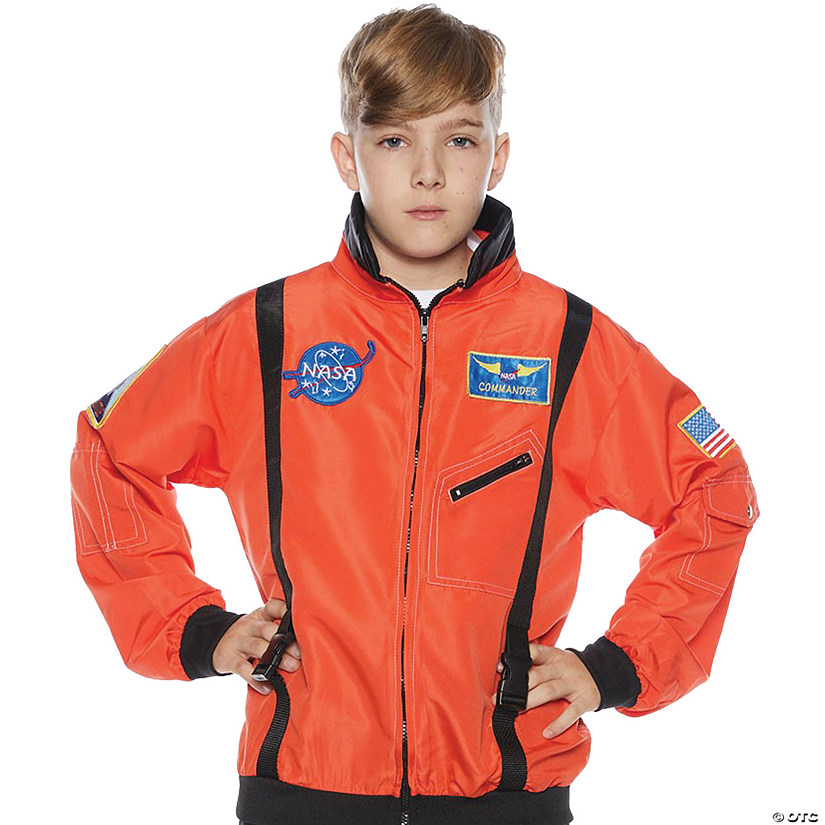 Kid&#8217;s Orange Astronaut Jacket Halloween Costume - Medium Image