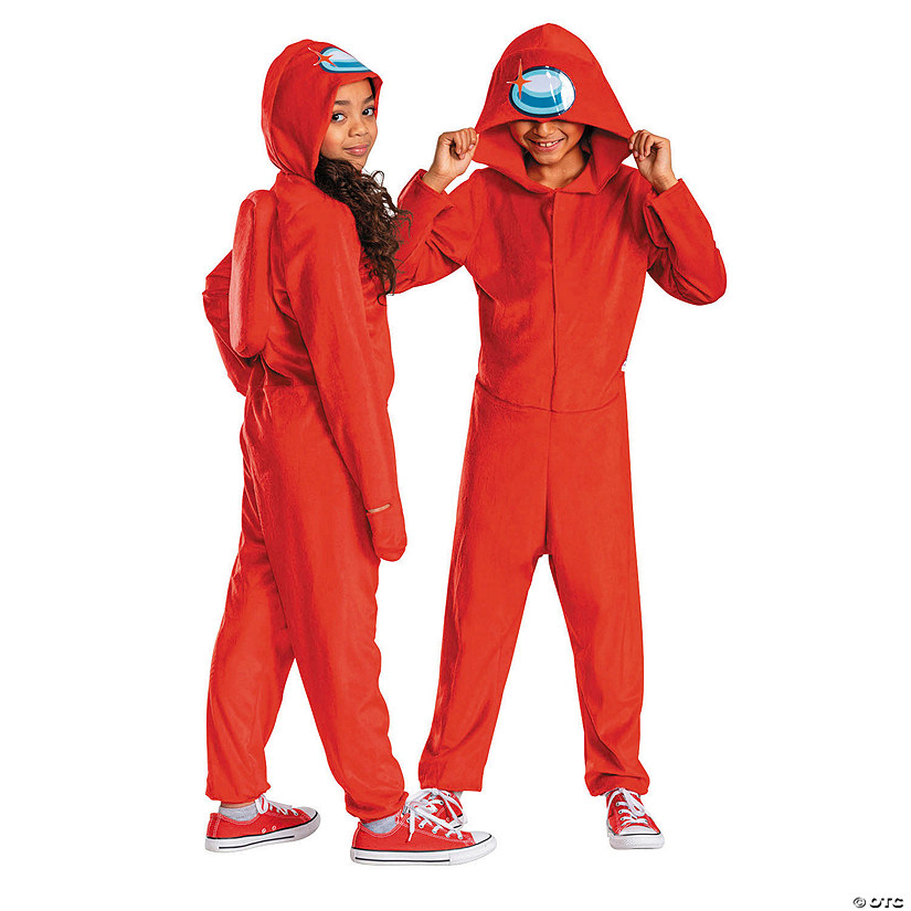 Kids Among Us&amp;#8482; Red Impostor Hooded Jumpsuit Costume Image