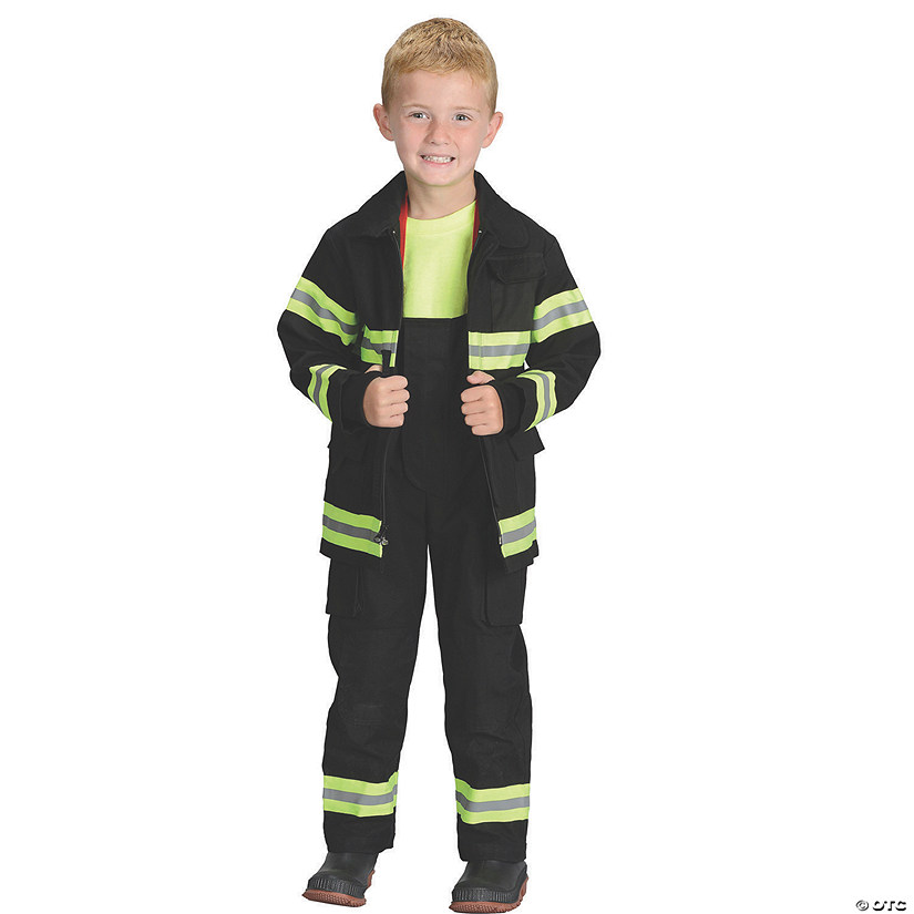 Kid's Black Firefighter Costume - Medium Image
