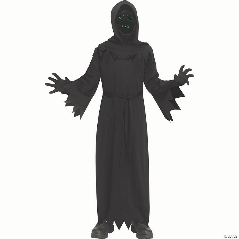 Kids Black Robe with Electroluminescent Mask Phantom Costume Image