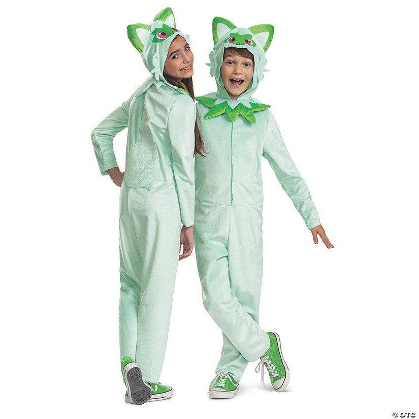 Kids Classic Pok&#233;mon<sup>&#174;</sup> Sprigatito Hooded Jumpsuit Costume Image