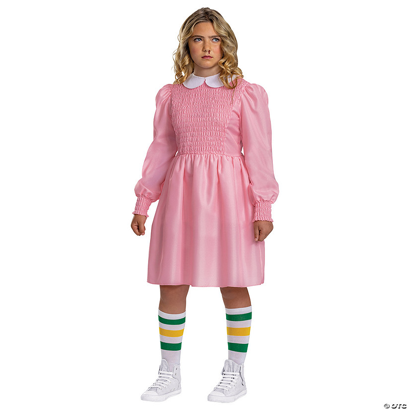 Kids Classic Stranger Things Eleven Pink Dress Costume Image