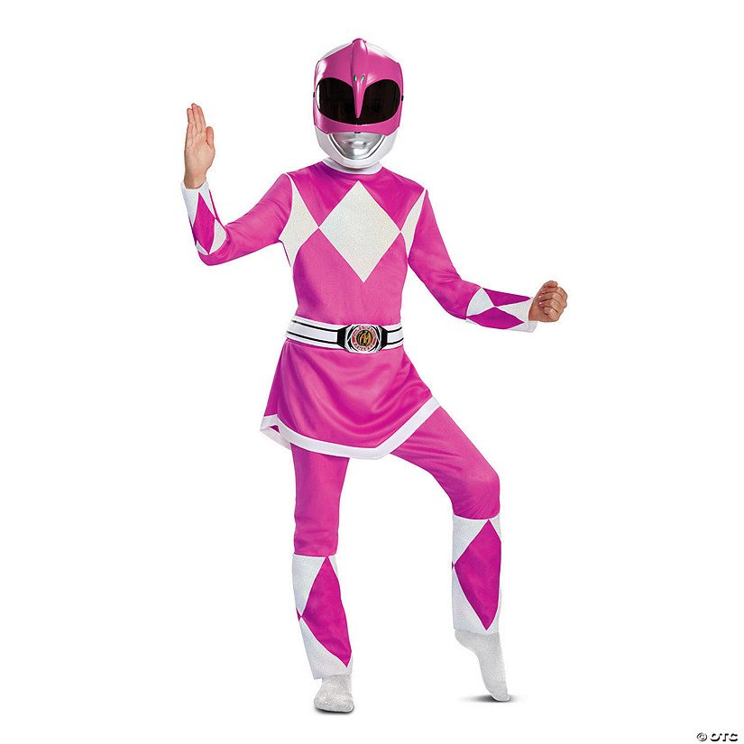 Kids Deluxe Mighty Morphin Power Rangers&amp;#8482; Pink Ranger Jumpsuit Costume - Large 10-12 Image