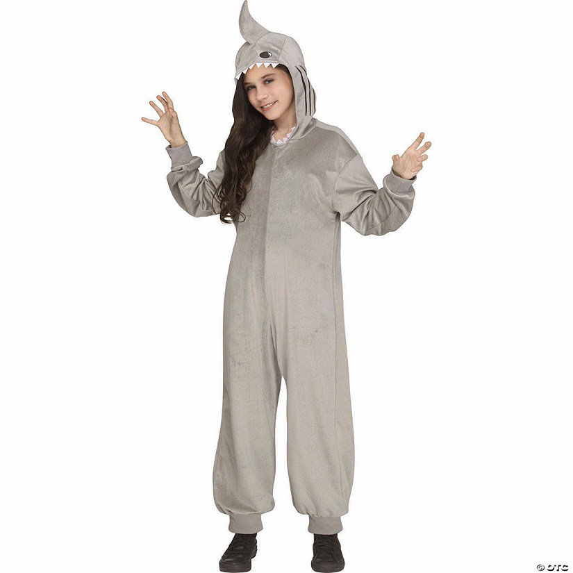 Kids E-Z Shark Hooded Jumpsuit Costume Image