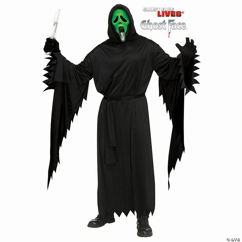 Kids Ghost Face&#174; Black Robe with Green Fluorescent Mask Costume - Medium 8-10 Image